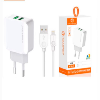 Carregador Turbo H'maston 2USB 4.1A Iphone Cabo Removvel CARH2